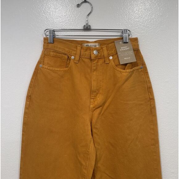 Madewell Baggy Straight Jeans Womens Size 23 Garment Dyed High Rise Ochre Fresco - Picture 2 of 8